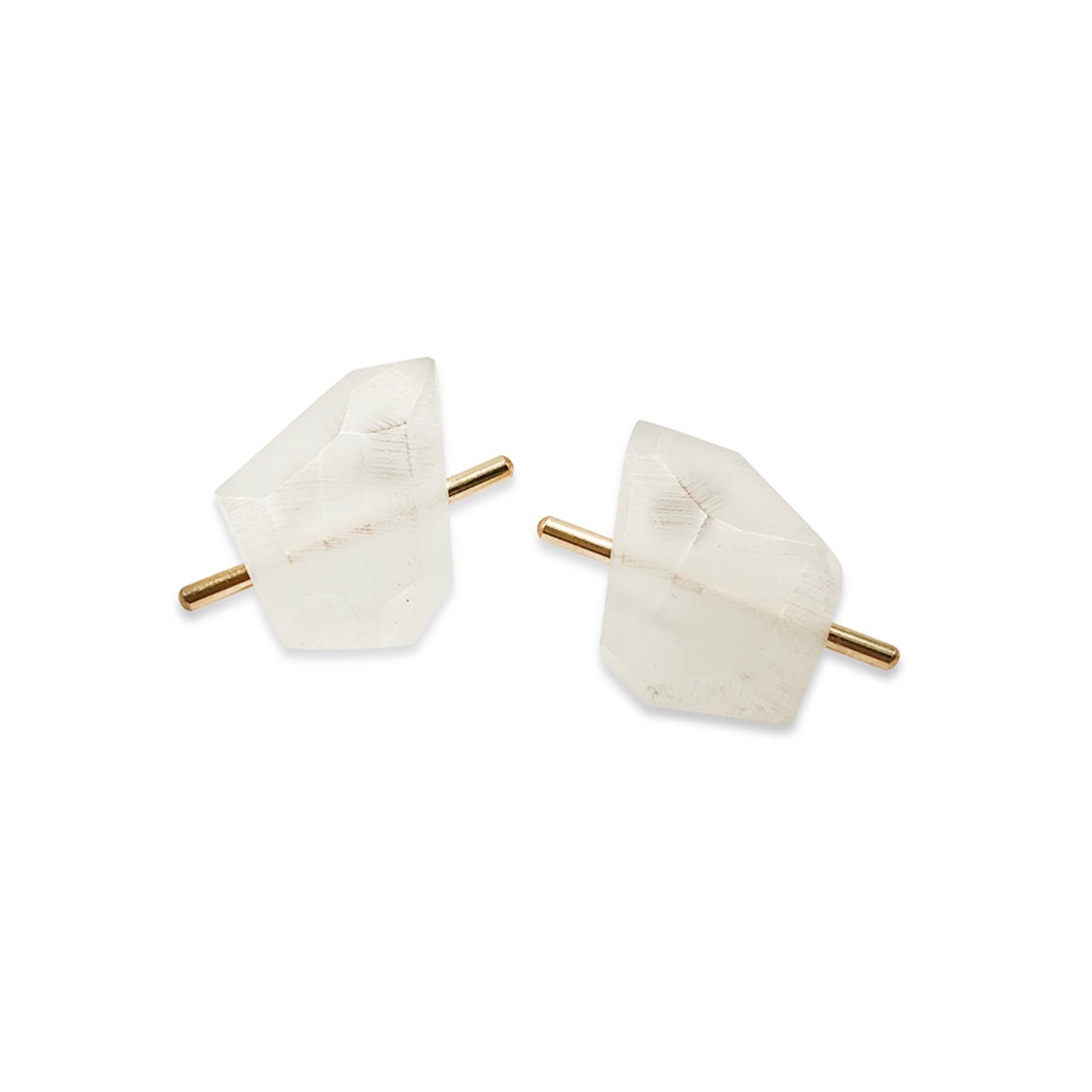 Load image into Gallery viewer, White acrylic rock stud earrings on white background.
