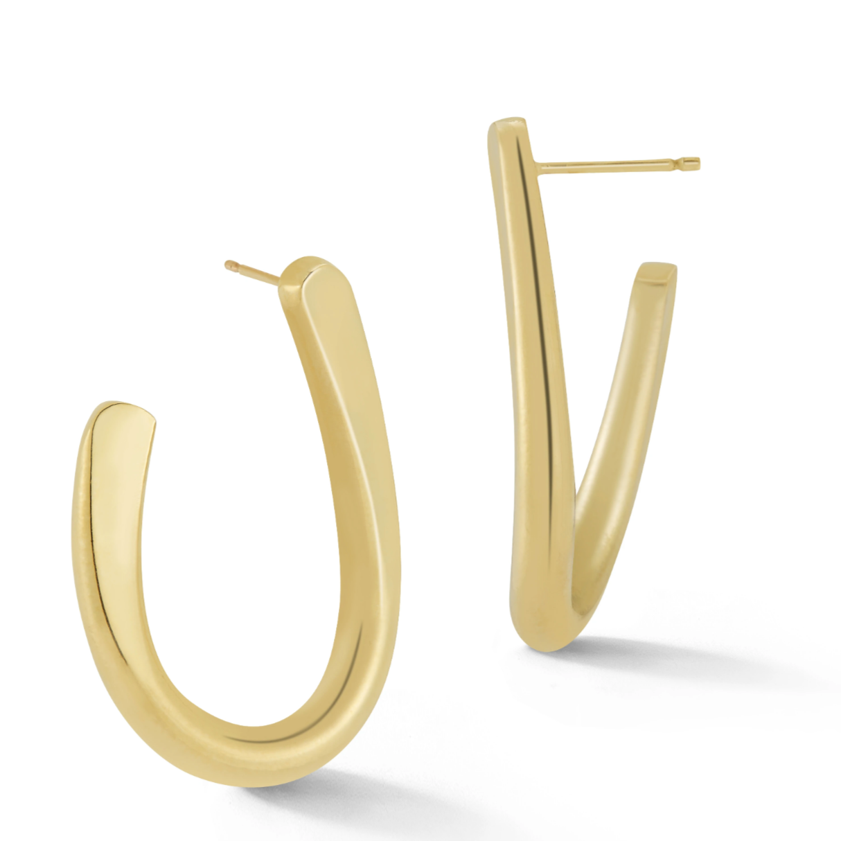 Load image into Gallery viewer, gold horse shoe shaped post earrings on a white background
