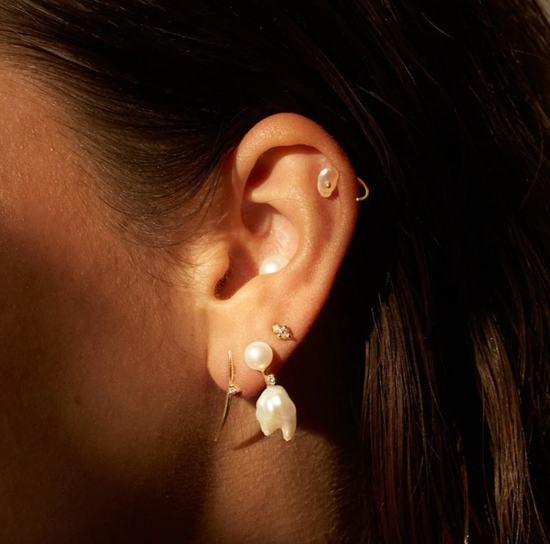 Single Long Arc Diamond Earring