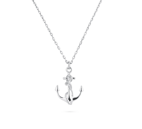 Load image into Gallery viewer, Anchored Silver Pendant Necklace
