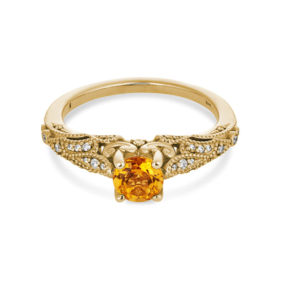 Load image into Gallery viewer, Citrine Maharaja engagement ring on white background.
