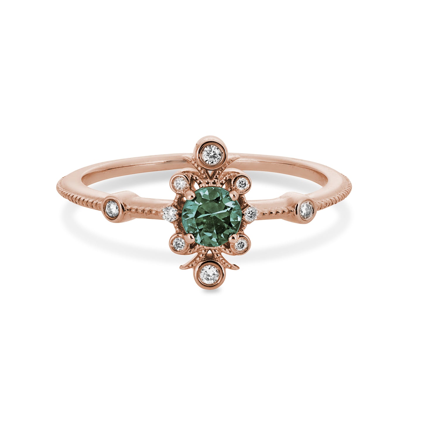Load image into Gallery viewer, Mini Sophia Ring - Green Sapphire + 14K Rose Gold
