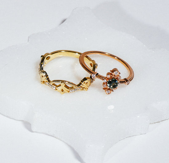 Load image into Gallery viewer, Mini Sophia Ring - Green Sapphire + 14K Rose Gold
